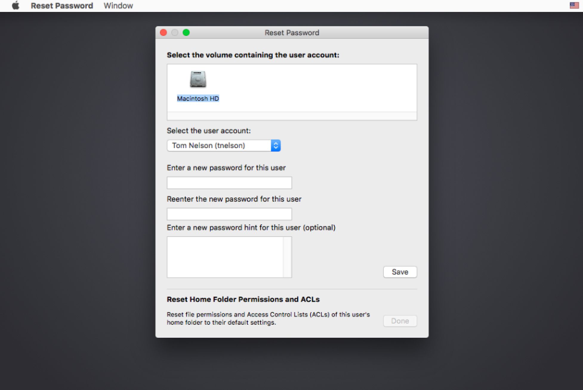 no change password option for mac disk image